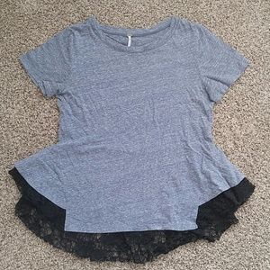 Free people peplum lace tee top